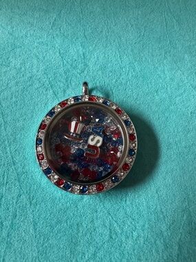 Origami Owl Red and Blue Patriotic Floating Locket Necklace Charm